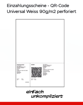 Einzahlungsscheine - QR-Code Universal Weiss 90g/m2 perforiert